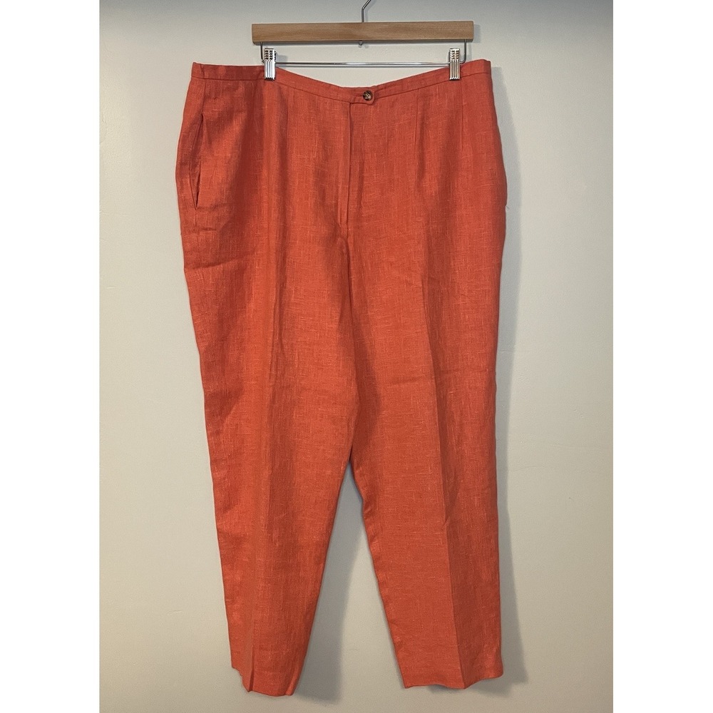 Harve Bernard‎ Collection 100% Linen Pants Beach Orange Coral Women's Size 18W
